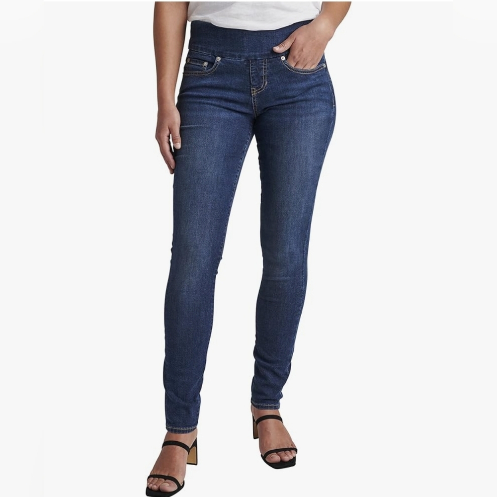 JAG Women's Nora Mid Rise Skinny Pull-on Jeans, Anchor Blue 6 😀